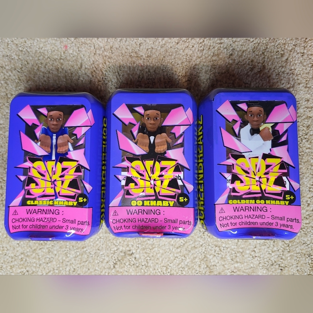 Set Of 3 Purple Khaby Lame Screen Breakz Collectible Figurine Toys Brand New